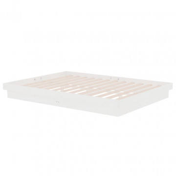 Cadru de pat dublu 4FT6, alb, 135x190 cm, lemn masiv - Img 4