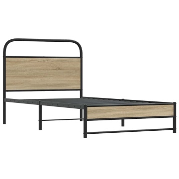 Cadru de pat fără saltea 90x190cm Stejar fumuriu lemn prelucrat - Img 3
