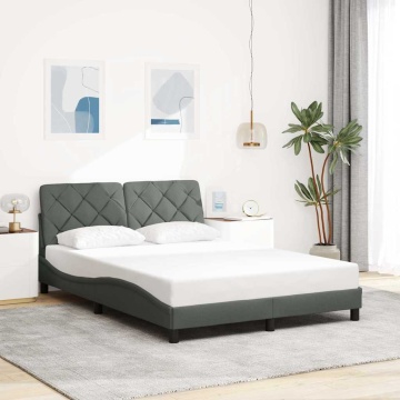 Cadru de pat fără saltea, gri închis, 140x200 cm, textil - Img 1