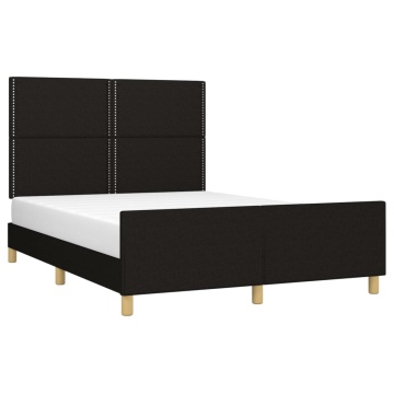 Cadru de pat fără saltea, negru, 140x190 cm, textil - Img 3