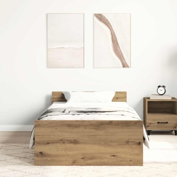 Cadru de pat fără saltea Stejar Artisan 75x190cm Lemn prelucrat - Img 3