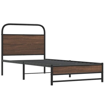 Cadru de pat fără saltea stejar maro 90x200 cm Lemn prelucrat - Img 3