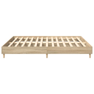 Cadru de pat fără saltea Stejar Sonoma 200x200cm Lemn prelucrat - Img 5
