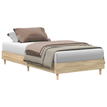 Cadru de pat fără saltea Stejar Sonoma 75x190 cm Lemn prelucrat - Img 2