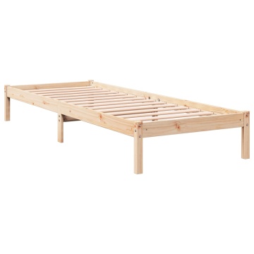Cadru de pat foarte lung fără saltea, 90x220 cm, lemn masiv pin - Img 5