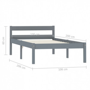 Cadru de pat, gri, 100 x 200 cm, lemn masiv de pin - Img 7
