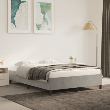Cadru de pat, gri deschis, 140x190 cm, catifea - Img 1