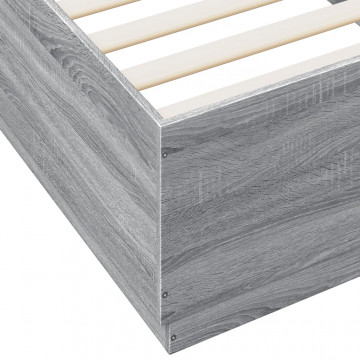 Cadru de pat, gri sonoma, 100x200 cm, lemn prelucrat - Img 6
