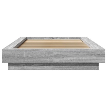 Cadru de pat, gri sonoma, 100x200 cm, lemn prelucrat - Img 4