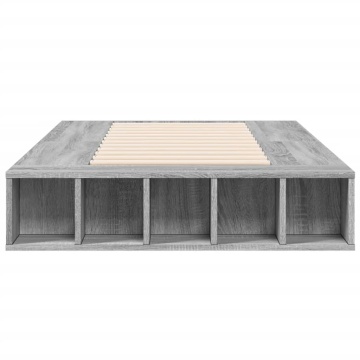 Cadru de pat, gri sonoma, 75x190 cm, lemn prelucrat - Img 4