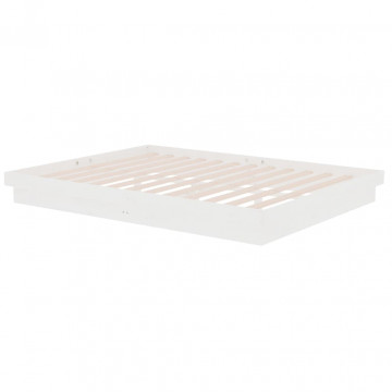 Cadru de pat King Size 5FT, alb, 150x200 cm, lemn masiv - Img 4