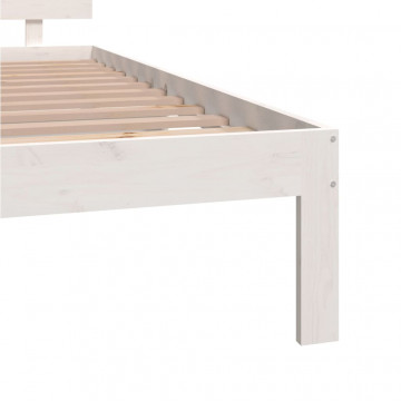 Cadru de pat King Size 5FT, alb, 150x200 cm, lemn masiv - Img 5