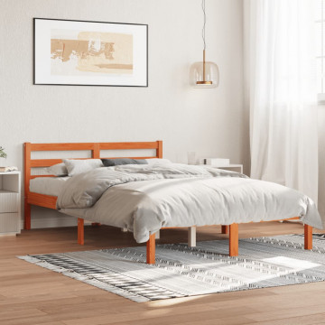 Cadru de pat, maro ceruit, 140x200 cm, lemn masiv de pin - Img 3