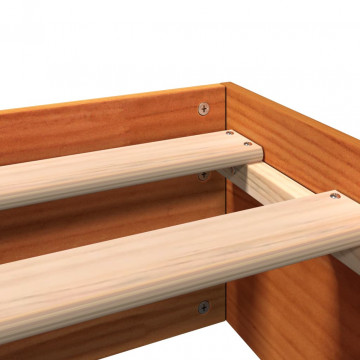 Cadru de pat, maro ceruit, 200x200 cm, lemn masiv de pin - Img 5