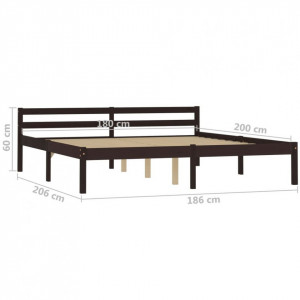 Cadru de pat, maro închis, 180 x 200 cm, lemn masiv de pin - Img 7