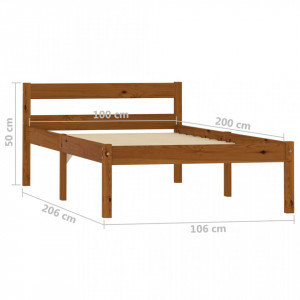 Cadru de pat, maro miere, 100 x 200 cm, lemn masiv de pin - Img 8