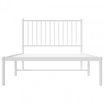 Cadru de pat metalic cu tăblie, alb, 100x190 cm - Img 8