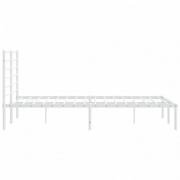Cadru de pat metalic cu tăblie, alb, 120x190 cm - Img 6
