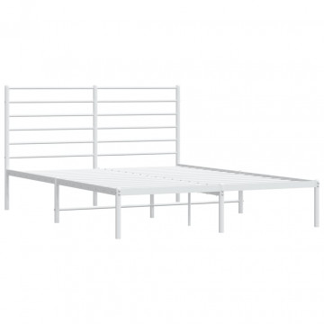 Cadru de pat metalic cu tăblie, alb, 120x190 cm - Img 8