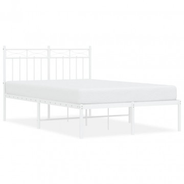 Cadru de pat metalic cu tăblie, alb, 120x200 cm - Img 2