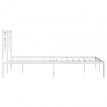 Cadru de pat metalic cu tăblie, alb, 120x200 cm - Img 5