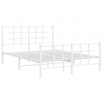 Cadru de pat metalic cu tăblie, alb, 140x200 cm - Img 2