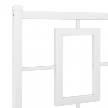 Cadru de pat metalic cu tăblie, alb, 140x200 cm - Img 7