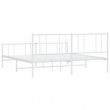 Cadru de pat metalic cu tăblie, alb, 200x200 cm - Img 7