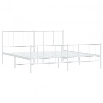 Cadru de pat metalic cu tăblie, alb, 200x200 cm - Img 8