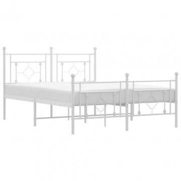 Cadru de pat metalic cu tăblie de cap/picioare, alb, 140x190 cm - Img 2
