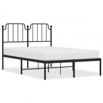 Cadru de pat metalic cu tăblie, negru, 120x200 cm - Img 2