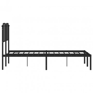 Cadru de pat metalic cu tăblie, negru, 120x200 cm - Img 5