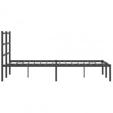 Cadru de pat metalic cu tăblie, negru, 120x200 cm - Img 5