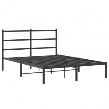 Cadru de pat metalic cu tăblie, negru, 135x190 cm - Img 2