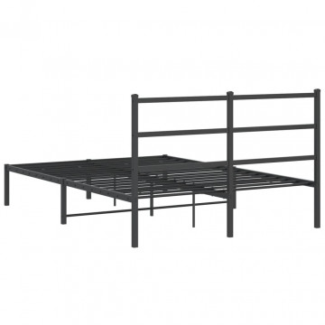 Cadru de pat metalic cu tăblie, negru, 135x190 cm - Img 6