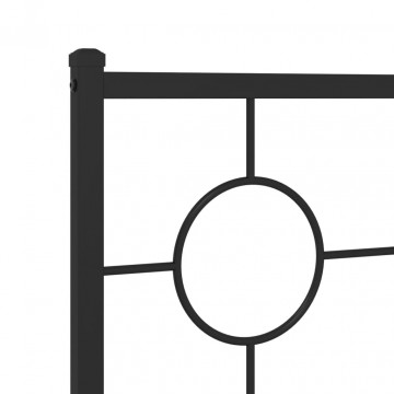 Cadru de pat metalic cu tăblie, negru, 75x190 cm - Img 7