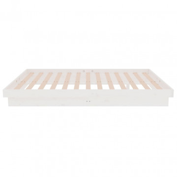 Cadru de pat mic dublu 4FT, alb, 120x190 cm, lemn masiv - Img 5