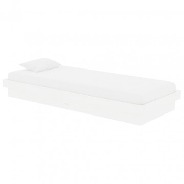 Cadru de pat mic Single 2FT6, alb, 75x190 cm, lemn masiv - Img 3