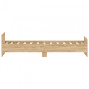 Cadru de pat mic single stejar sonoma 75x190 cm lemn prelucrat - Img 8