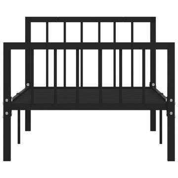 Cadru de pat, negru, 100 x 200 cm, metal - Img 3