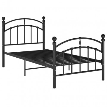 Cadru de pat, negru, 100x200 cm, metal - Img 2
