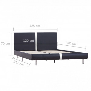 Cadru de pat, negru, 120 x 200 cm, piele ecologică - Img 6