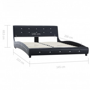 Cadru de pat, negru, 140 x 200 cm, piele artificială - Img 7