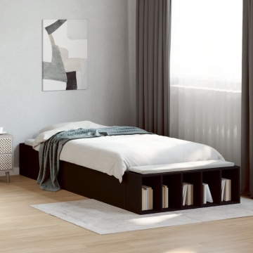 Cadru de pat, negru, 90x190 cm, lemn prelucrat - Img 3