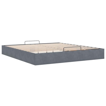 Cadru de pat otoman fără saltea Gri închis 160x200 cm catifea - Img 6