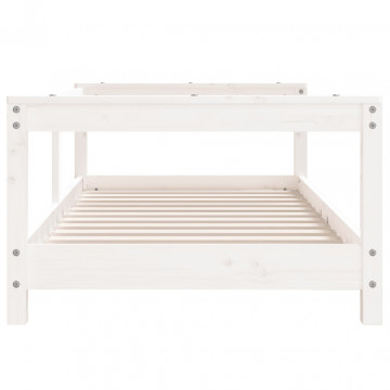 Cadru de pat pentru copii, alb, 70x140 cm, lemn masiv de pin - Img 4