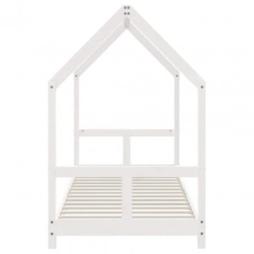 Cadru de pat pentru copii, alb, 80x200 cm, lemn masiv de pin - Img 8