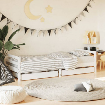 Cadru de pat pentru copii, alb, 90x190 cm, lemn masiv de pin - Img 1