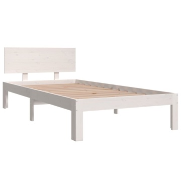 Cadru de pat single, alb, 90x190 cm, lemn masiv - Img 3