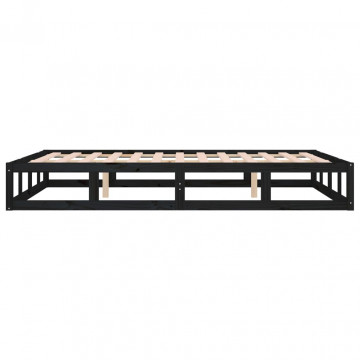 Cadru de pat Super King 6FT, negru, 180x200 cm, lemn masiv - Img 5